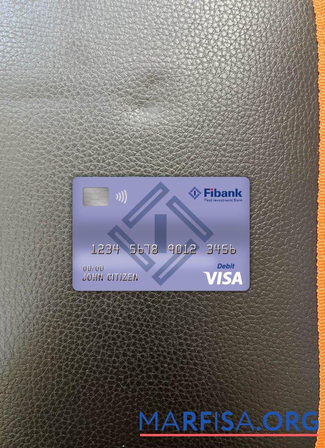 Downloadable Bulgaria Fibank bank visa debit card photolook front sample